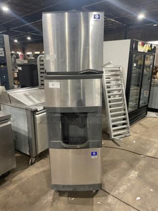 Manitowoc Commercial Stainless Steel Electric Powered Water-Cooled Ice Making Machine Head/Ice Dispensing Storge Bin Combo! Model: SD0423W/QPA160 SN: 110679665/040567311! 115/120V 1 Phase! On Legs! - Item #1209280