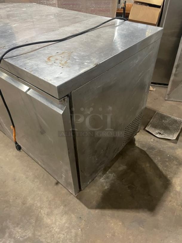Avantco 2-door stainless steel worktop refrigerator, model 178SSUC60RHC, on casters, 60", used condition, 115V.