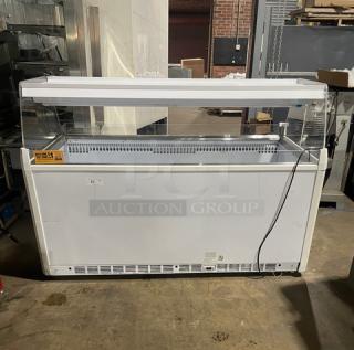 Vendo Commercial White Open-Air Style Ice Cream/Frozen Yogurt Dipping Cabinet/Merchandiser Chest Freezer! With Single Shelf Sneeze Guard & LED Lighting! Model: NIC183S02 SN: 000149903! 220V 1 Phase! - Item #1209278
