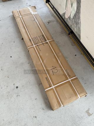 Regency 16-gauge stainless steel pass-through shelf, 18" x 84", model 600PTS1884, new in box, slight packaging wear.