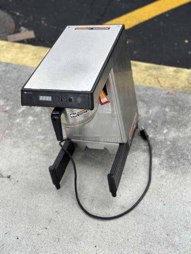USED Bunn 39900.0005 combination coffee and tea brewer, stainless steel, with visible controls and power cord.