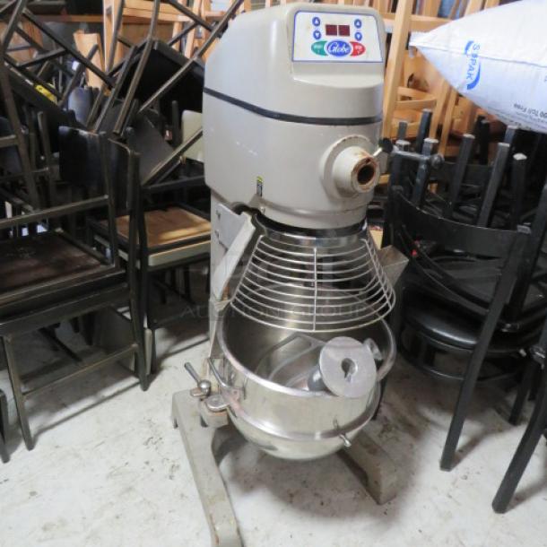 Globe SP30 stand mixer, 30-quart, includes stainless steel bowl, paddle, hook, guard. Model #SP30, 115 Volt, working condition.