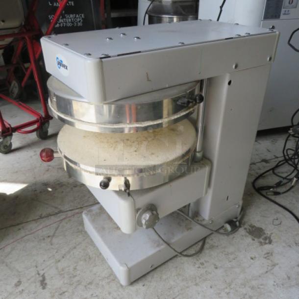 Univex Automatic Dough Sheeter SSP240-01, 110 Volt, in used condition. Features stainless steel components and sturdy design.
