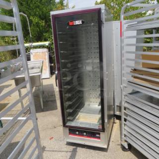 Carter Hoffman mobile heated cabinet, model HL2-18-96, on casters. 120 Volt. Appears in good working condition.