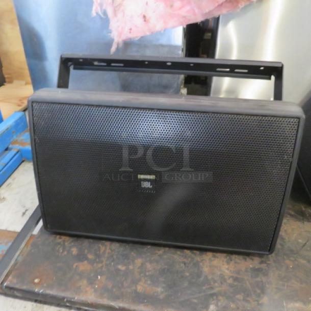 JBL Control 30 speaker, black, good condition, with JBL logo on front grille. Wall mount bracket attached.