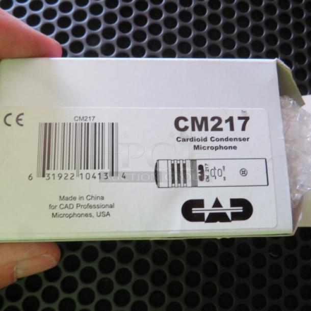 Box of a CAD CM217 cardioid condenser microphone, new condition. Model: CM217, made in China.