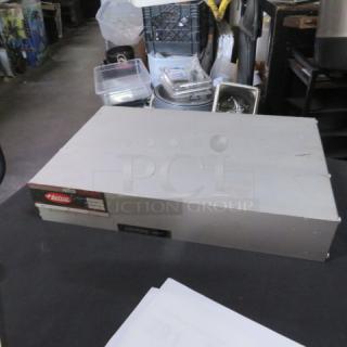 Hatco food warmer model GRACL-14, 120V, silver finish, metallic exterior, visible brand tag. Used condition.