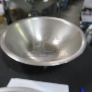 15-inch stainless steel mixing bowl, silver finish, gently used condition, ideal for baking or cooking.