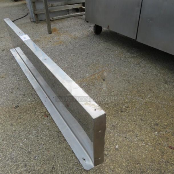 Stainless steel wall mount shelf with one bracket, 60x12 inches, in good condition, suitable for kitchen or storage use.