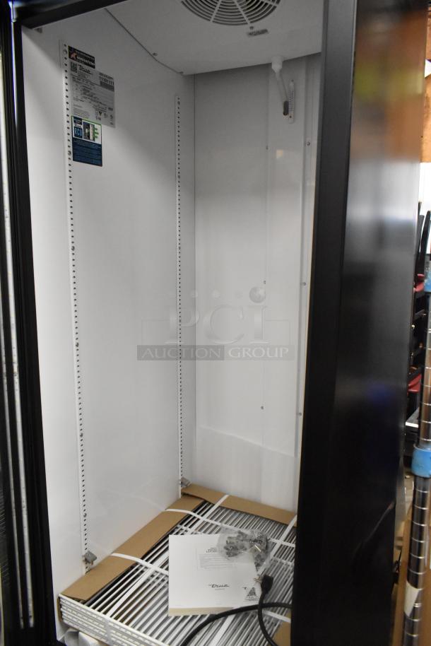 2025 True GDM-23-HC metal commercial cooler, single door, poly-coated racks, 115V, new scratch and dent condition.