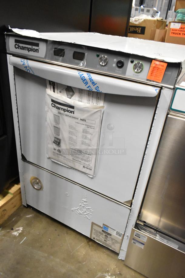 Brand new 2025 Champion UH230B stainless steel commercial undercounter dishwasher, high temperature, 120-208/230V, 3 phase.