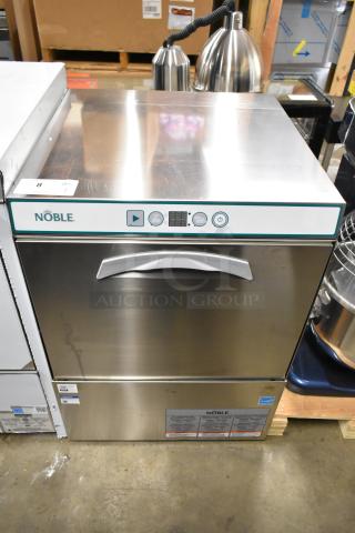 Noble 495HTUC24 stainless steel commercial undercounter dishwasher, brand new scratch and dent, digital controls, 208/240V.