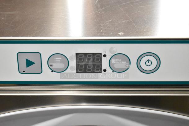 Stainless steel control panel of the Noble 495HTUC24 undercounter dishwasher, showing buttons and LED display.