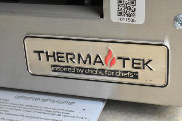 Therma-Tek stainless steel griddle logo with operating instructions; model TC36-36TGL, brand new commercial flat top.