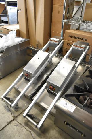 Vulcan VMCS-101BFIFM stainless steel clamshell hood, dual head, for flat top griddle, 208V, 1-phase, commercial use.
