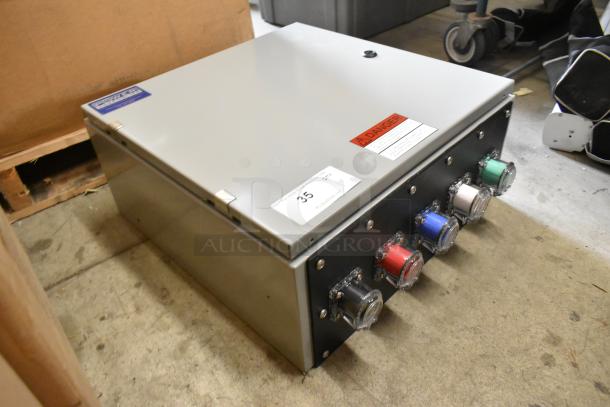 Power Assemblies gray metal box with colored connectors, visible "DANGER" label, in good condition.
