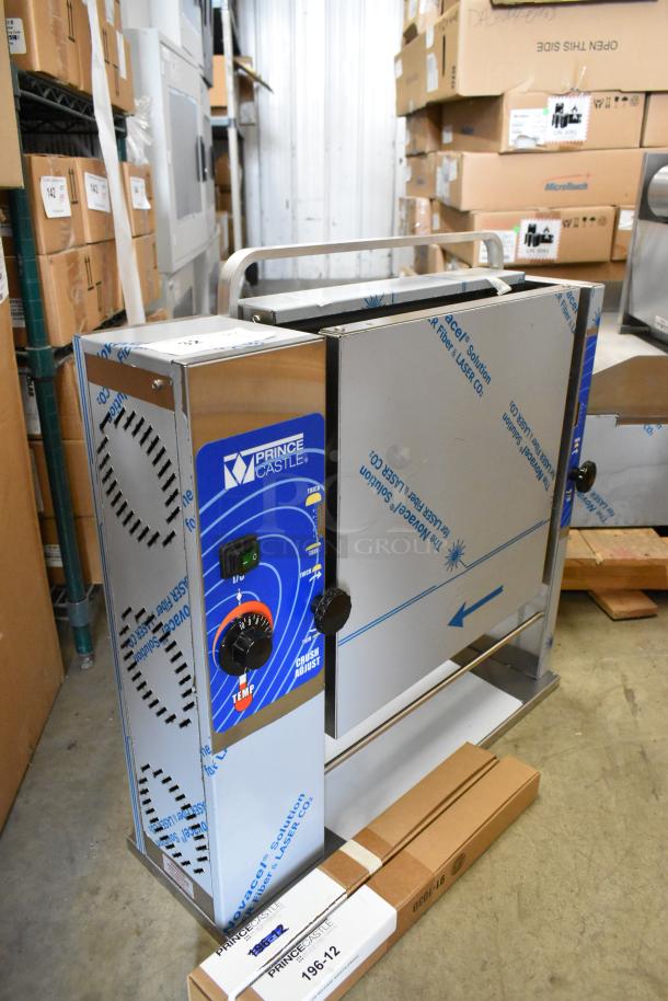 Brand new Prince Castle 296-T55JACK stainless steel vertical contact toaster, 115V, 1 phase, in box with label, onsite.