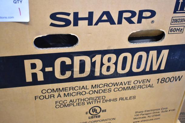 Brand new Sharp R-CD1800M TwinTouch commercial microwave oven in original box. 1800W, FCC authorized, UL listed.