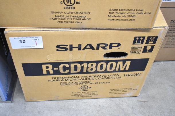 Brand new Sharp R-CD1800M TwinTouch Commercial Microwave Oven in original box, 1800W, 208/230V, made in Thailand.