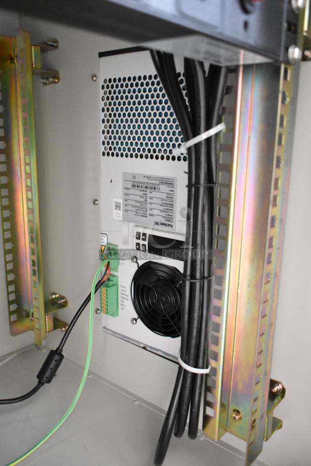 BRAND NEW! BlackShields DC0300 white metal cabinet interior with mounted electronics, cables, and fan.