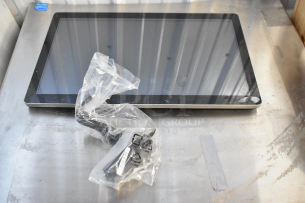 Brand new EloTouch ESY22I1-2UWB-0-AO-GY-G display, plastic-wrapped, includes original accessories, in box, pristine condition.