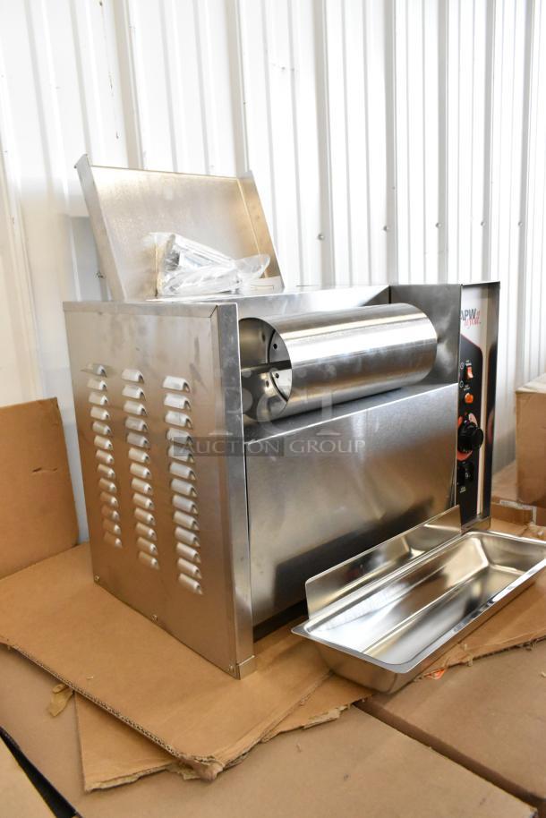 BRAND NEW APW Wyott M-95-2 Stainless Steel Vertical Bun Toaster, 865 slices/hr, 240V, 1 Phase, in box, with accessories.