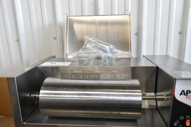 BRAND NEW APW Wyott M-95-2 stainless steel bun toaster, 865 slices/hr capacity, 240V, 1 phase, includes accessories, in box.
