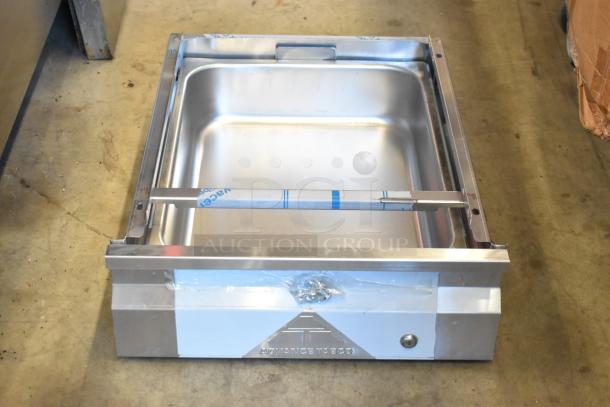 BRAND NEW Advance Tabco SHD-1520 stainless steel drawer, pristine condition, logo on front panel, in original box.