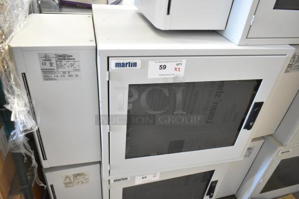 2 new Hoffmann N170116G010 Spectracool units with Martin box, 1025 BTU, 110/115V, 1 phase, labeled with auction and model details.
