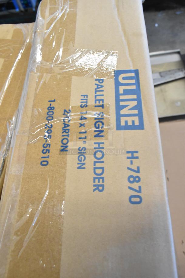 3 Uline H-7870 pallet sign holders in original box, fit 14x11" signs, brand new condition.