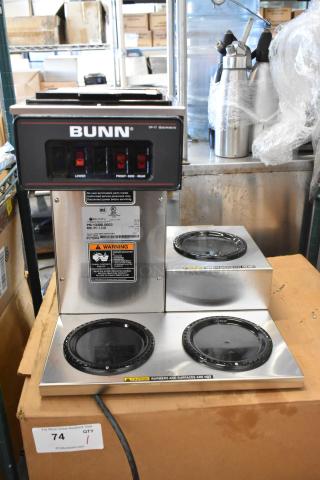 BRAND NEW IN BOX! 2022 Bunn VP17-3 Stainless Steel Commercial Countertop 3 Burner Coffee Machine. 120 Volts, 1 Phase. - Item #1207674