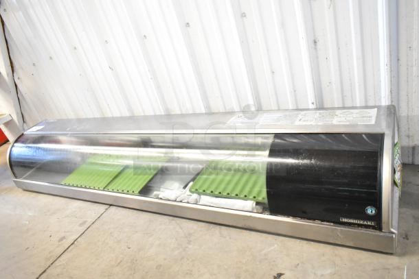 Hoshizaki HNC-180BA-R-S stainless steel sushi display case, 115V, 1 phase, green trays, labels on top surface.