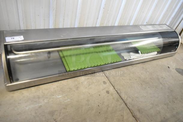 Hoshizaki HNC-180BA-R-S stainless steel countertop sushi display case, commercial, 115V, clean condition, with interior shelving.
