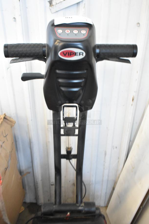 Viper FANG15B floor cleaning machine, black, sturdy handles, model and brand labels visible, in used condition.
