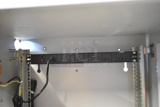 BRAND NEW! BlackShields DC0300 white metal cabinet, featuring internal power strip, pristine condition.