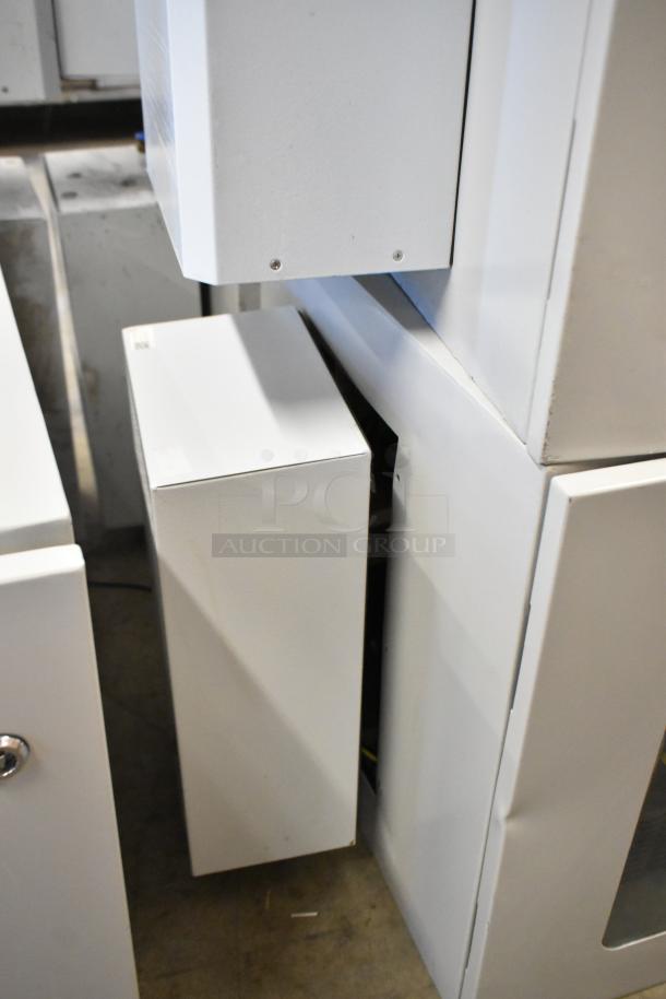 Brand new BlackShields DC0300 white metal cabinet. Missing keys. Set of two.