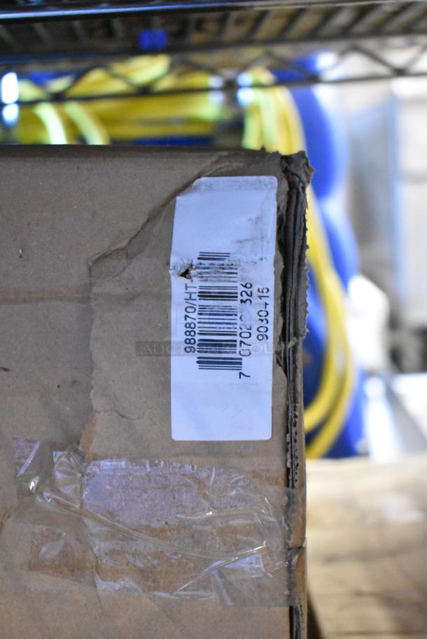 New 26,000 lb capacity Global 988870 forklift jack stand, with visible barcode and product label on packaging, sold as pair.