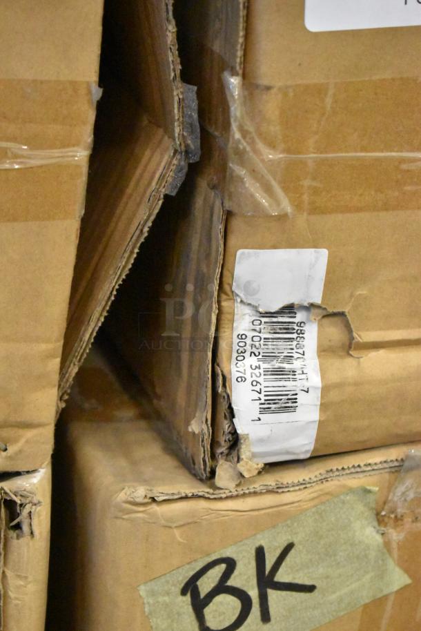 New Global 988870 forklift jack stands, 26,000 lb capacity, in boxes. Damaged labels show barcodes. Set of 2 pairs.