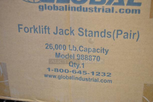 BRAND NEW Global 988870 forklift jack stands, 26,000 lb capacity pair, in box.