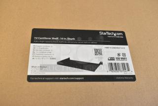 StarTech 1U Cantilever Shelf, 10" depth, new in box. Includes shelf, 4 cage nuts, 4 mounting screws. Part #CABSHELF1U10.