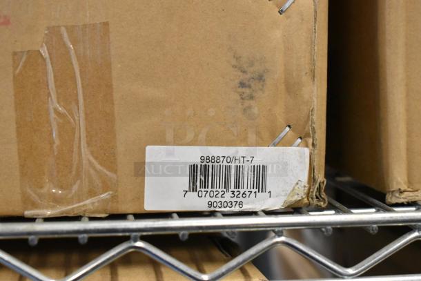 Brand new Global 988870 forklift jack stand box, 26,000 lb capacity. Model and barcode label visible.