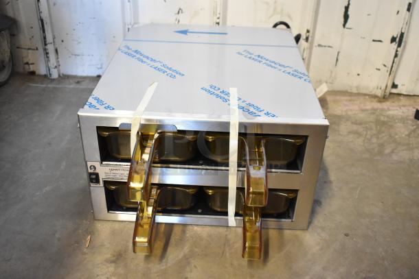 Brand new Henny Penny MPC-22 stainless steel holding bin, 120V, 1 Phase, in original box, with protective film.