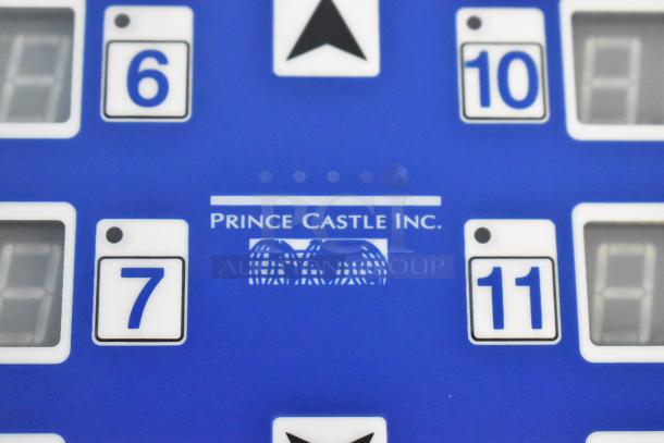 Brand new Prince Castle 755-HM16 electric timer, 16-channel, 120V, showing close-up of controls and branding.