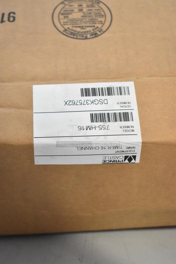 Brand new 2021 Prince Castle 755-HM16 Electric Timer, 16 Channel, in box. Model MPC-22, 120 Volts, 1 Phase.