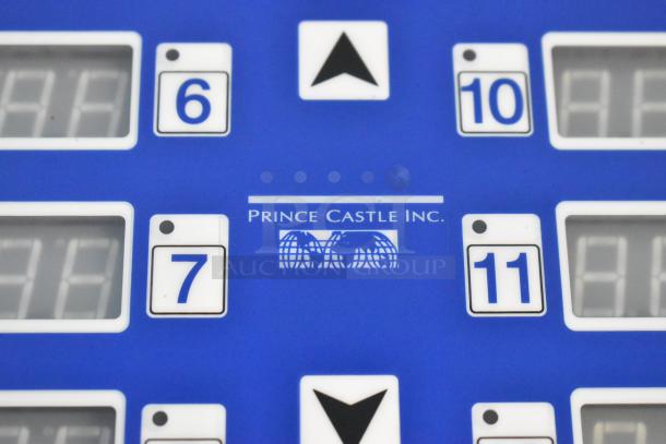 Brand new 2021 Prince Castle 755-HM16 electric timer with 16 channels, multi-function, 120 volts, 1 phase, close-up of controls.