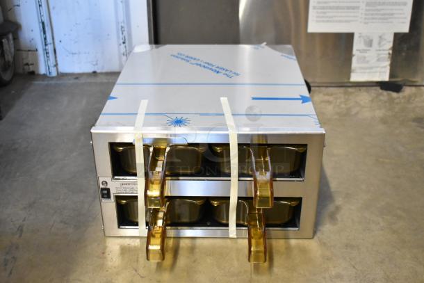 BRAND NEW Henny Penny MPC-22 stainless steel commercial holding bin, countertop model, 120V, 1 phase, in original packaging.