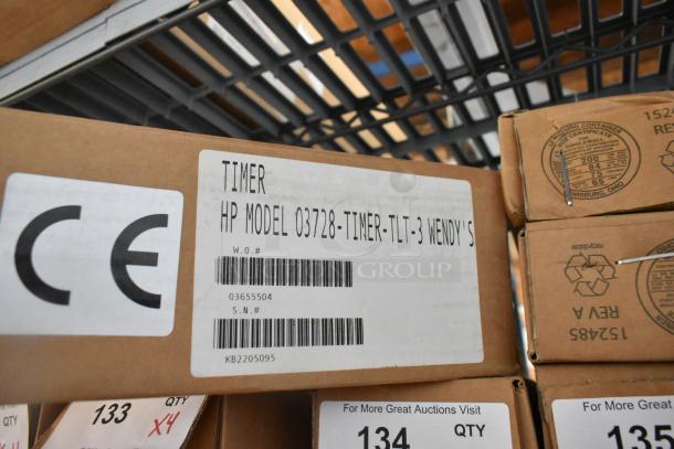 4 brand new HP 03728-TIMER-TLT-3 Three Lane Timers in original boxes, CE marked, ready for bidding.