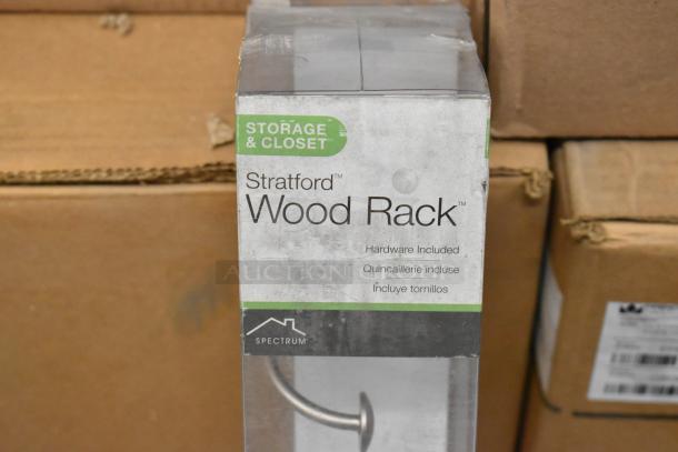 Brand new Storage & Closet Stratford Wood Rack, hardware included, visible in packaging. Set of 20.