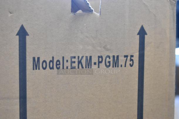 Cardboard box labeled Model: EKM-PGM.75, containing 4 brand new EKM Metering electric meters.