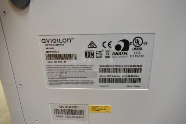 BRAND NEW Avigilon VA1908D HD Video Appliance with labels showing model and compliance information. Made in Taiwan.